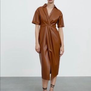 Zara brown leather dress size small - new with tags!
